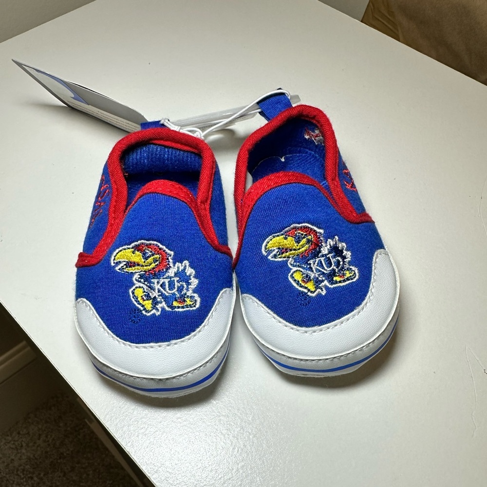 NWT Kansas KU Jayhawks Baby Girl Shoes Size 3
